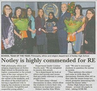 Notley is Highly Commended for RE
