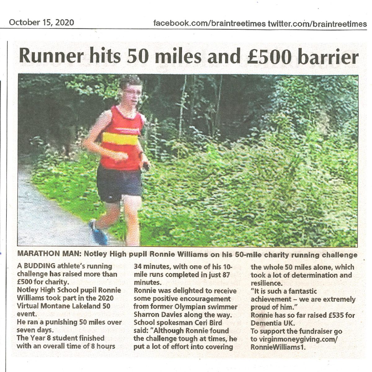 Runner Hits 50 Miles & £500 Barrier