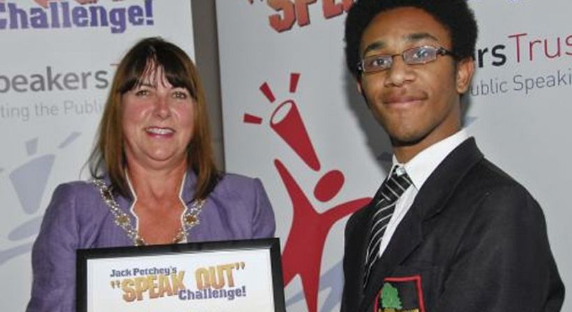 Omar Ally at the Jack Petchey Speak out Challenge Regional Final